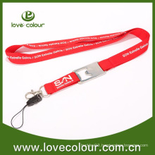 Function polyester strap lanyard with bottle opener